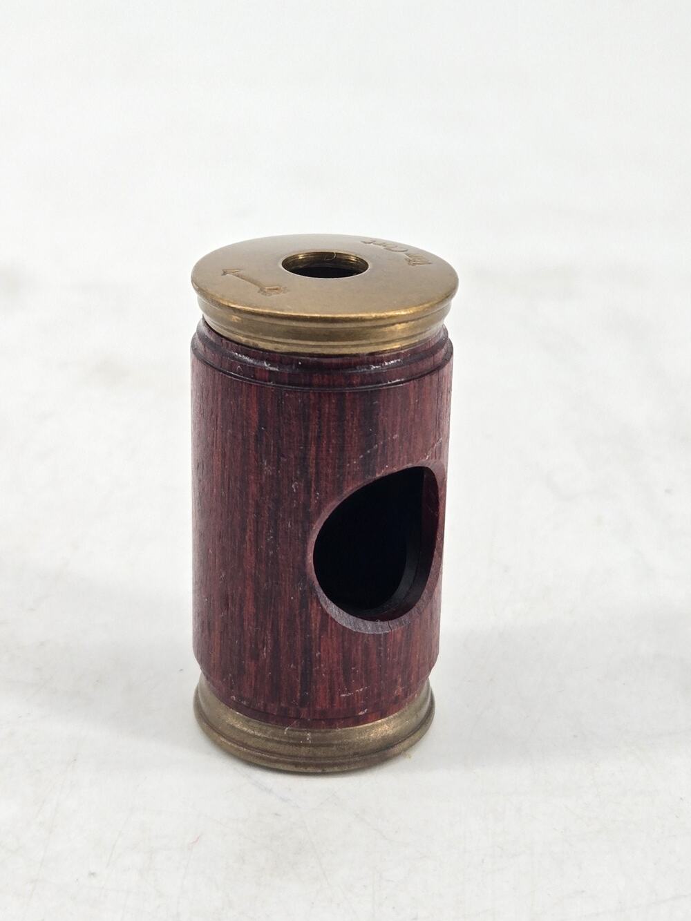 VTG 1989 Wood Brass Polemoscope Van Cort Instrument Diagonal Side View Spy Glass